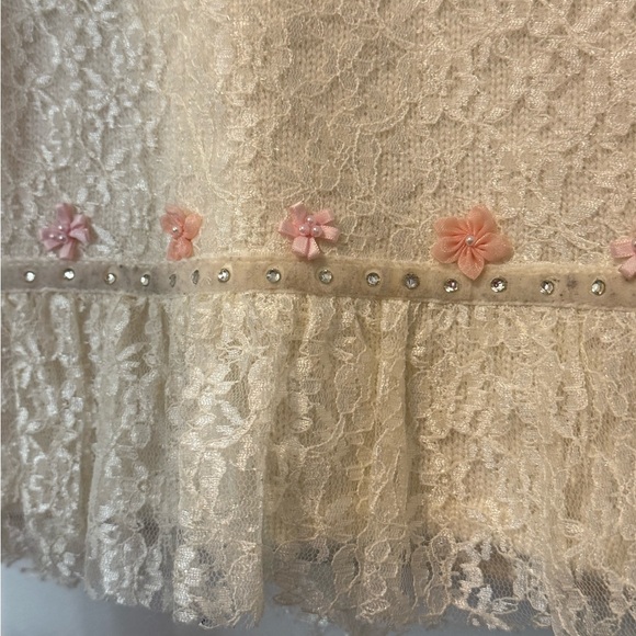 VINTAGE 2 PIECE LACE DRESS AND FUR COAT SZ 4 - Picture 7 of 8